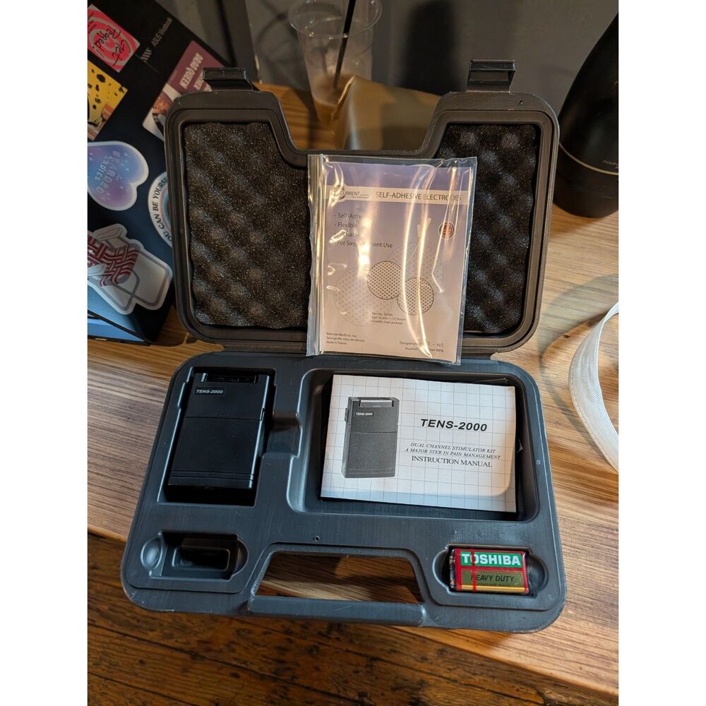 TENS-2000 Dual Channel TENS Unit Electronic Nerve Stimulator New Working